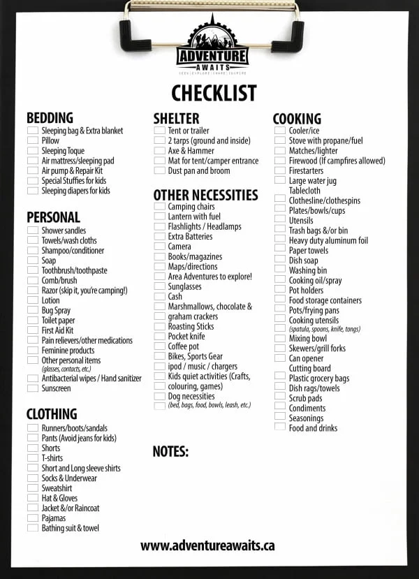 Camping Checklist (Camping Essentials & Meals) – DIY Projects