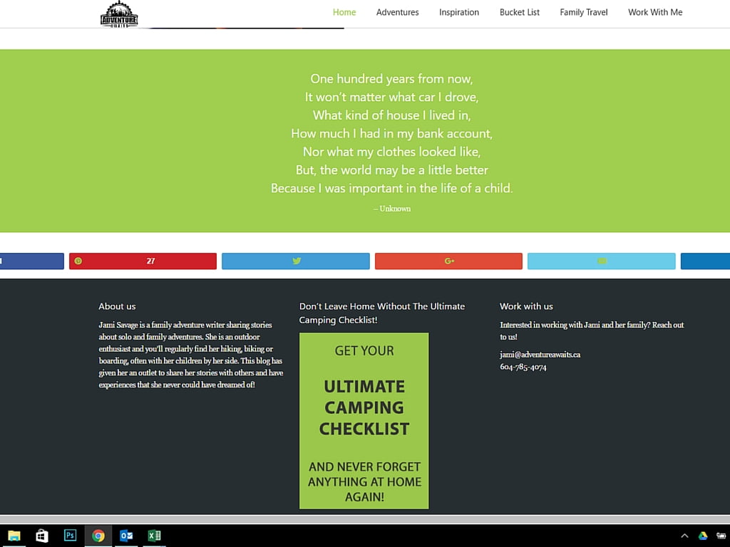 screenshot of website
