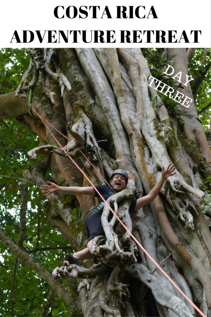 woman climbing a tree at the run like a girl adventure retreat in costa rica