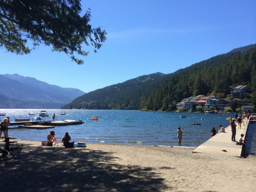 Beach at Cultus Lake for our long weekend getaways