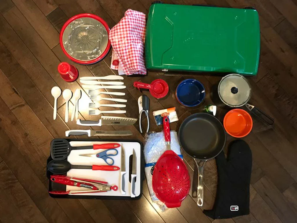 Camping items example for what to pack for a road trip