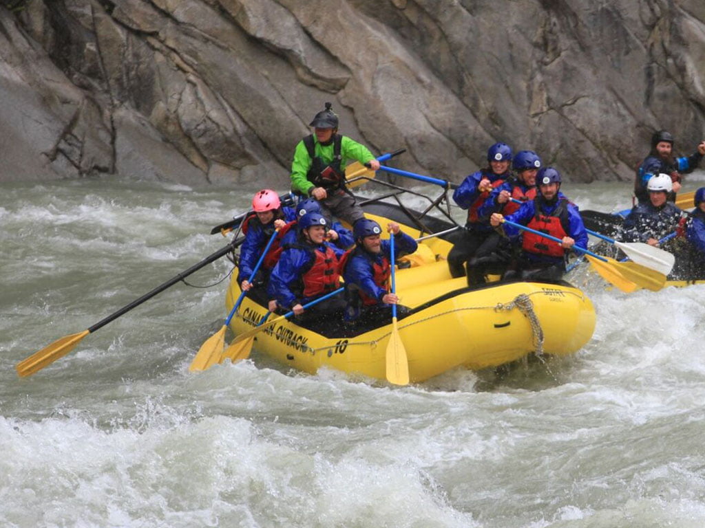 Squamish river rafting group on the water
