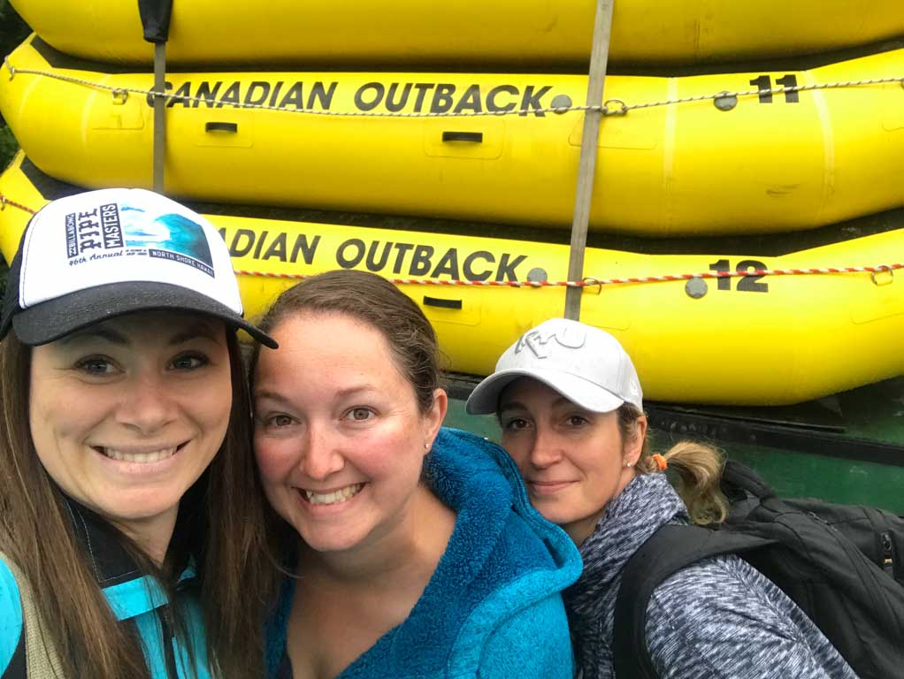 Women getting ready for Squamish river rafting