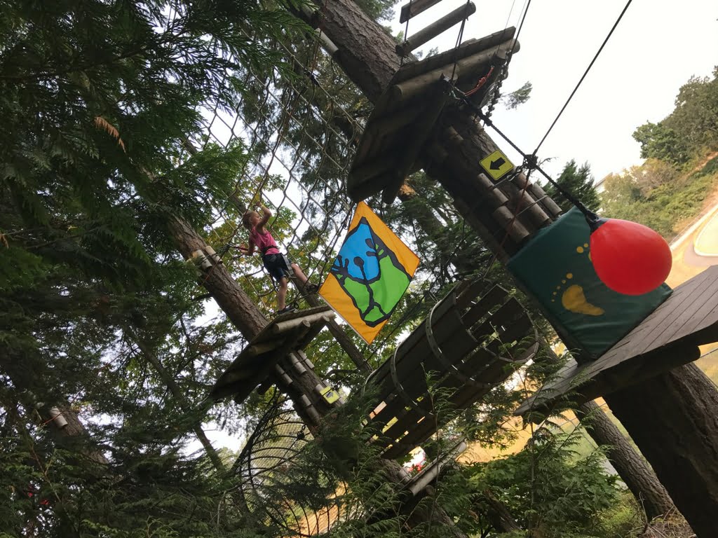 girl climbing at wildplay in Victoria from our Vancouver Island road trip 