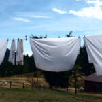 Sheets drying on the line