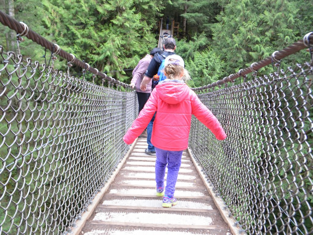 girl-walking-over-lynn-canyon-suspension-bridge