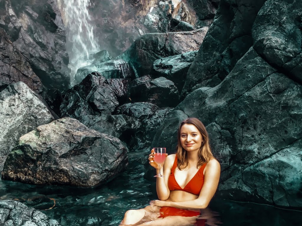 Woman in hot spring for Girls Weekend Getaway BC