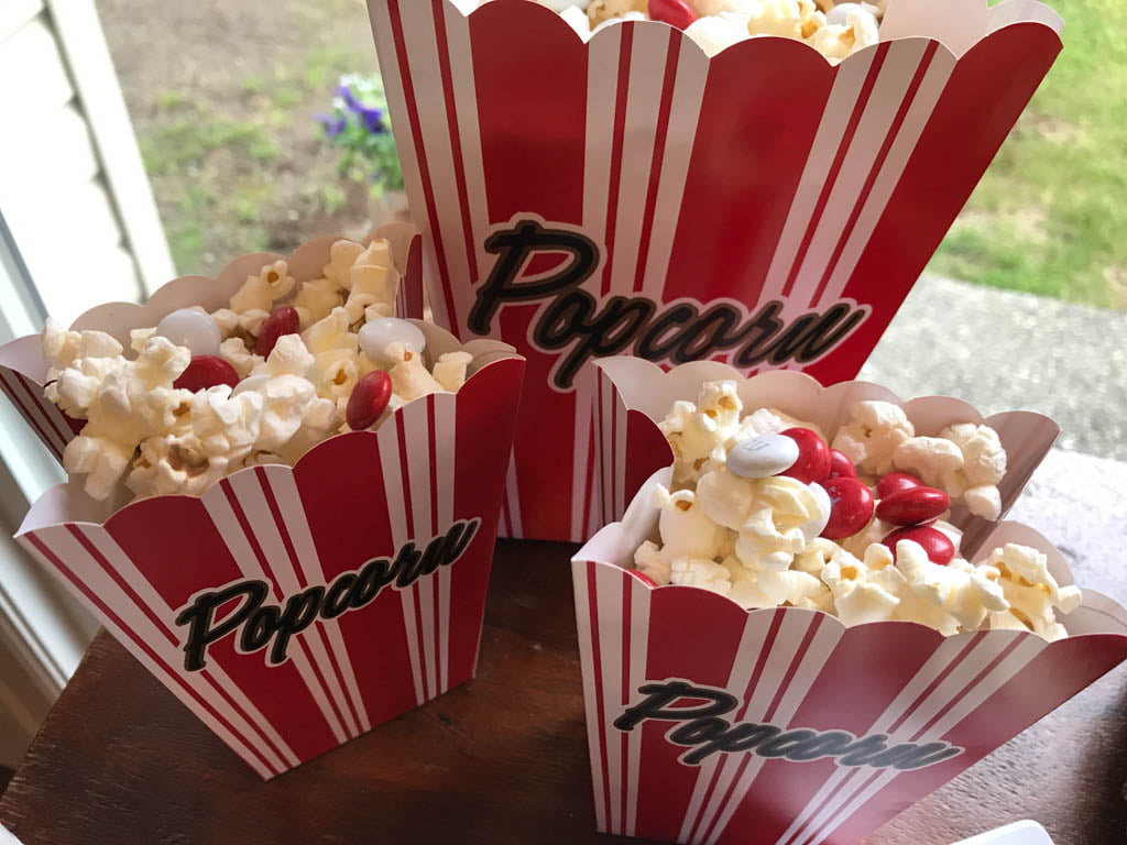 Popcorn with red candy for Campsite Friendly Canada Day Food 