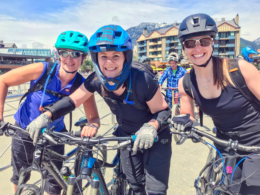 women-waiting-for-lift-at-bike-park-in-whistler