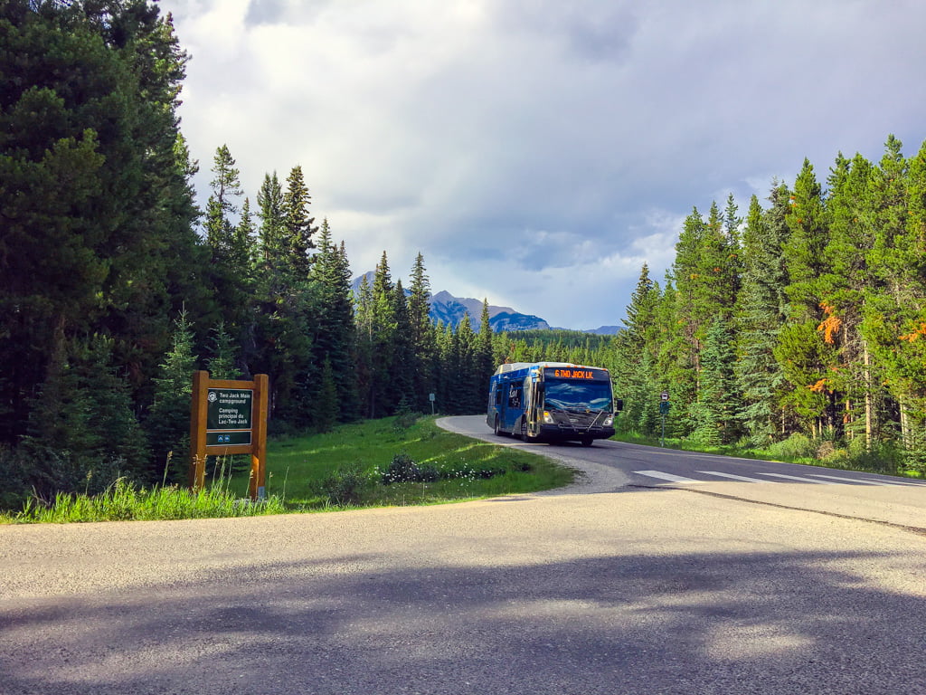 Banff National Park Bus on road