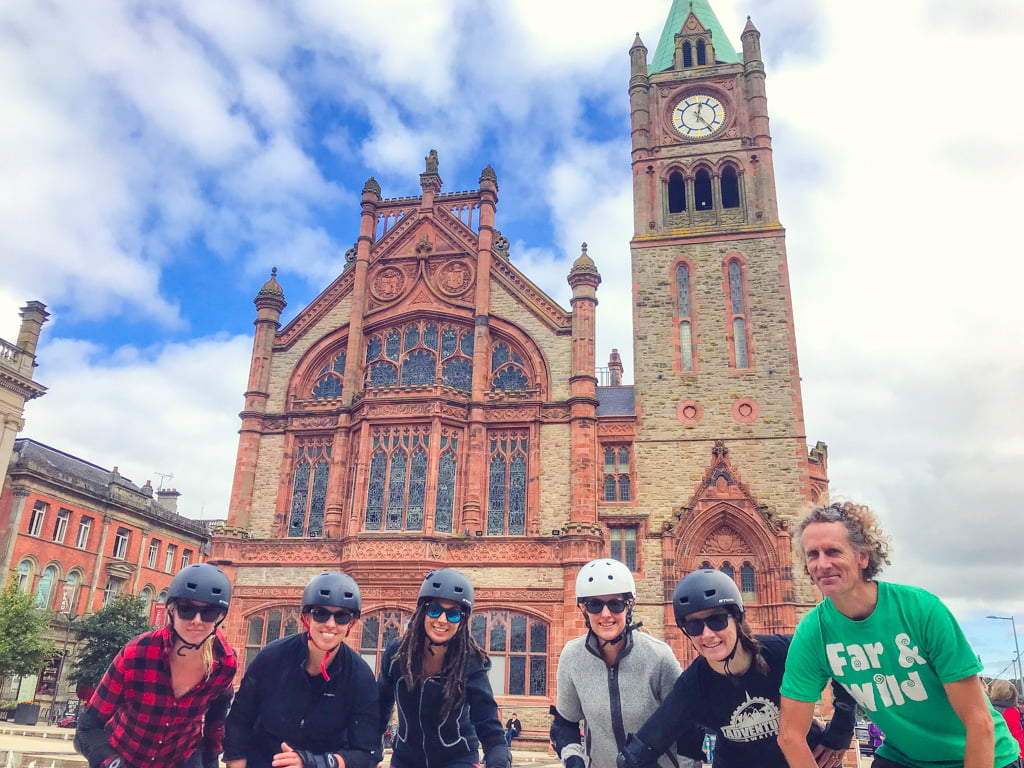tour-group-outside-guildhall-in-derry-ireland