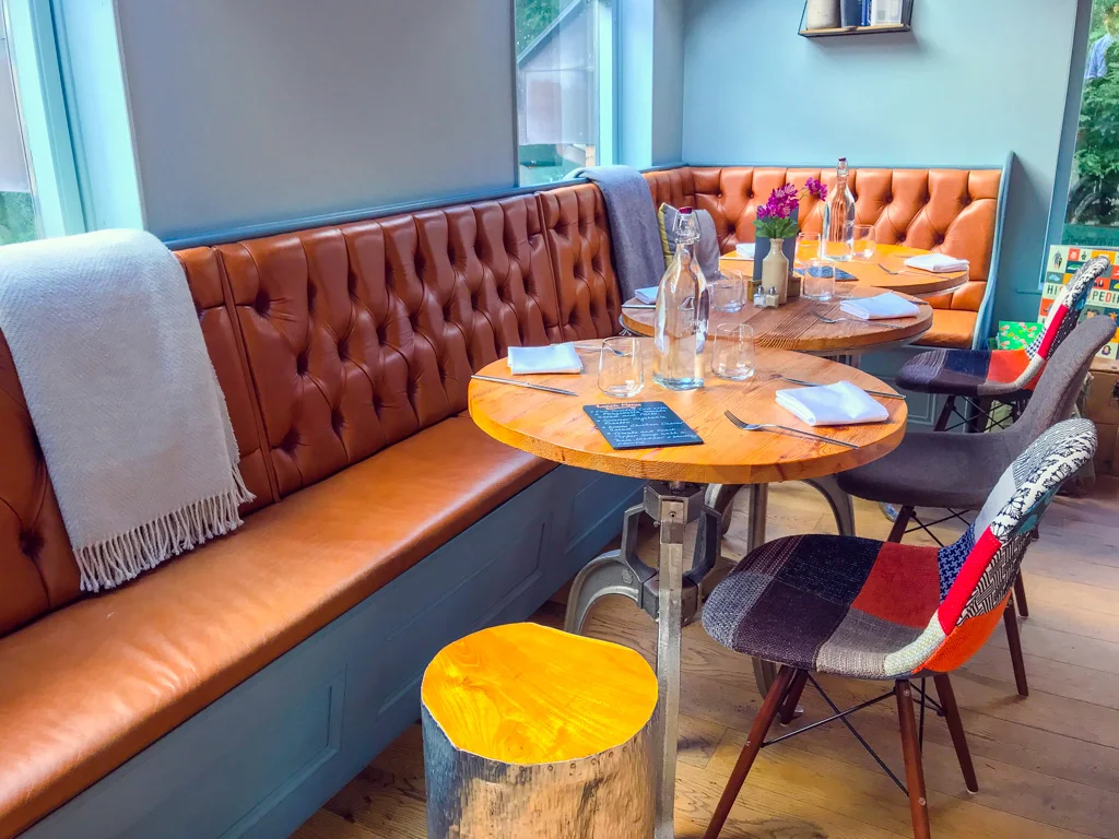 restaurant tables inside finn lough resort