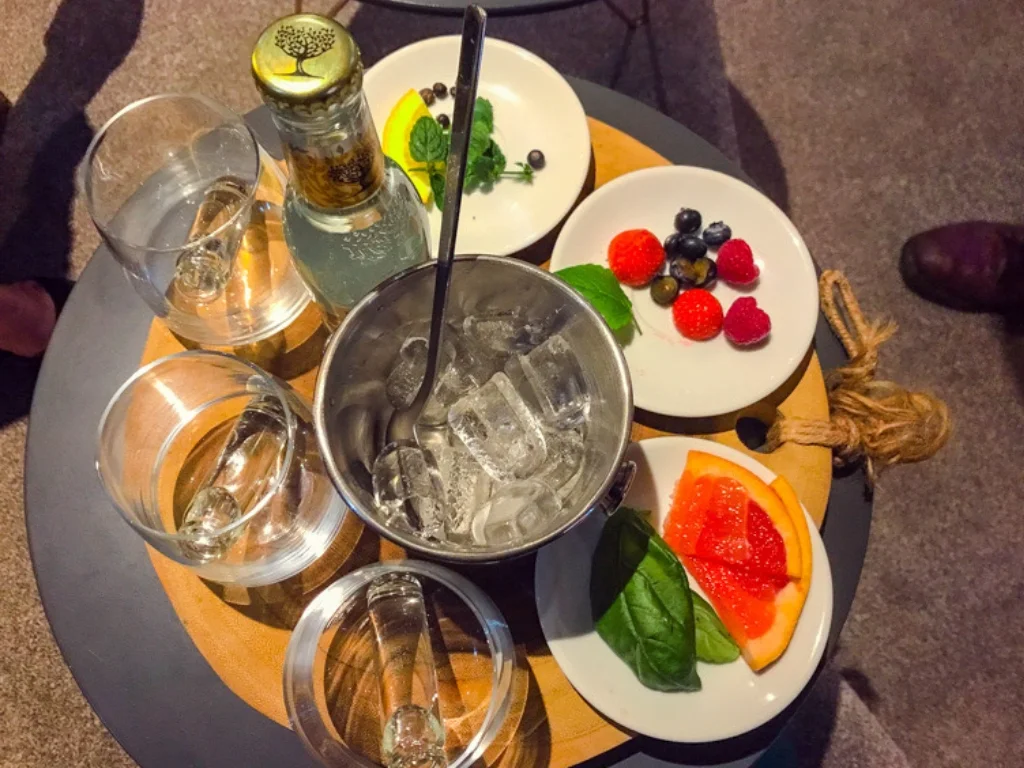 gin tasting platter at finn lough resort