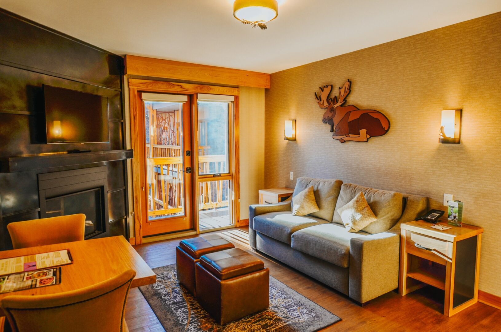 inside-hotel-room-living-room at moose hotel and suites, best family hotel in Banff