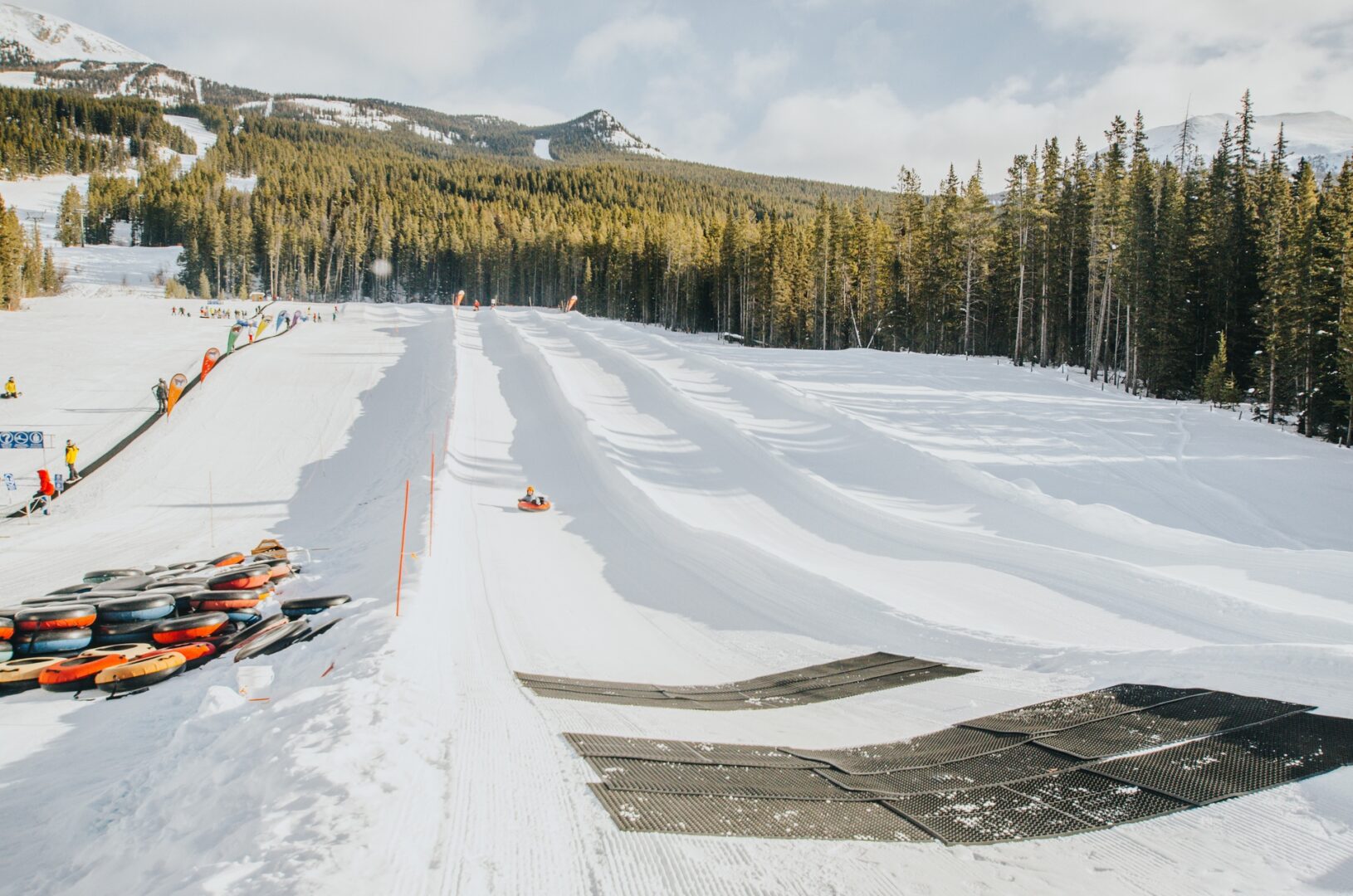 Tubing runs on mountain norquay in the classic Canadian winter 