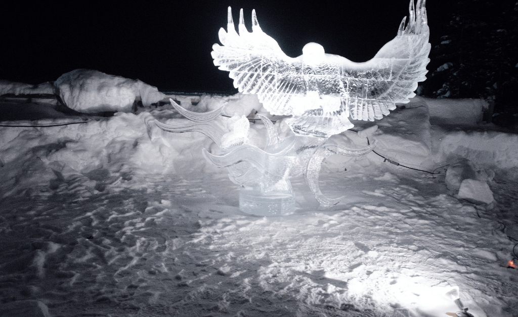 Ice sculpture of a bird