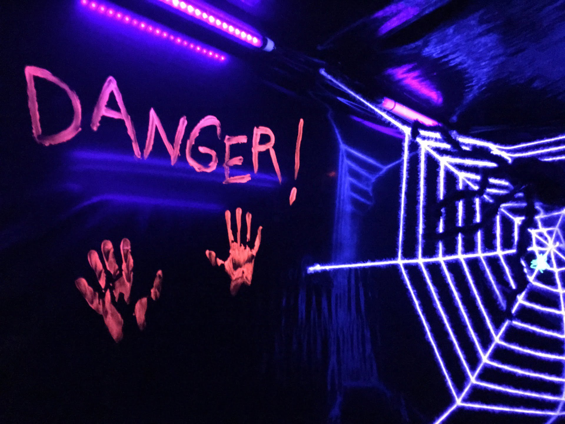 danger sign inside haunted house langley