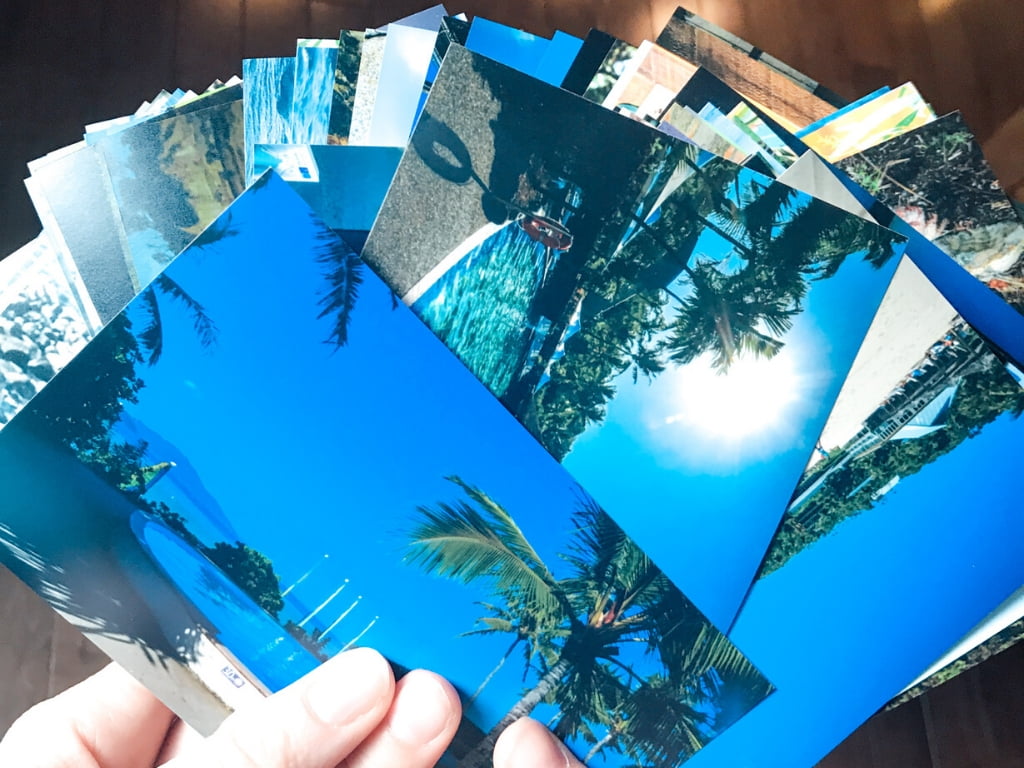 Stack of photos for what to do with travel photos