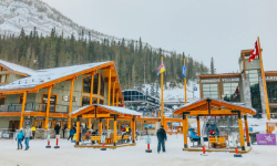 snow covered ski village in banff
