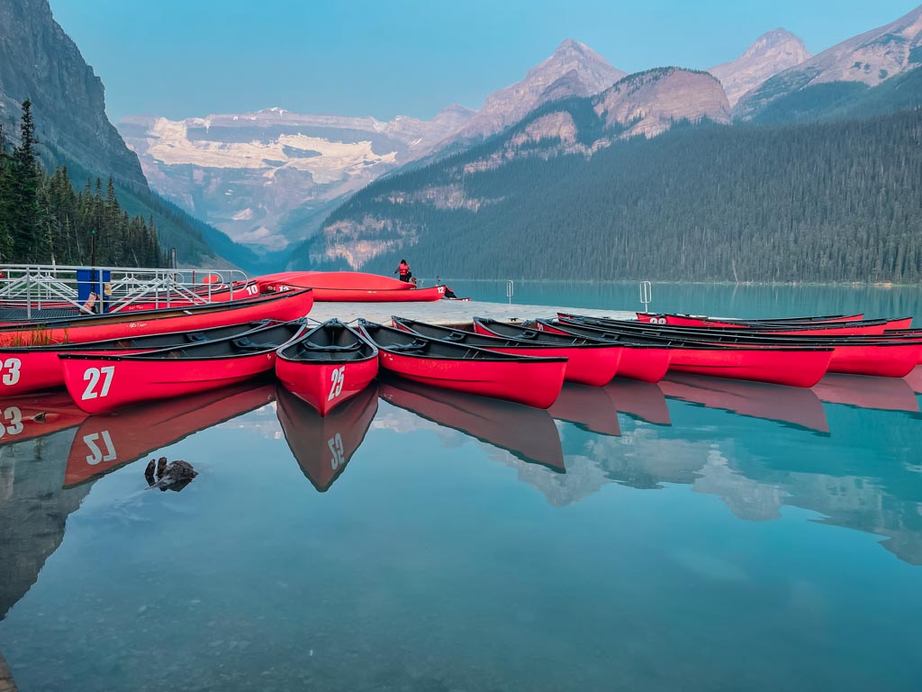 Photographing from a Canoe on Lake Louise, Canada 