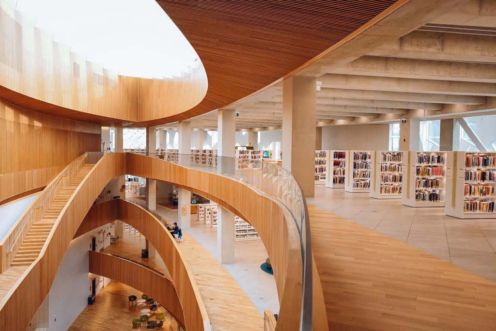 inside view of the center of the calgary central library