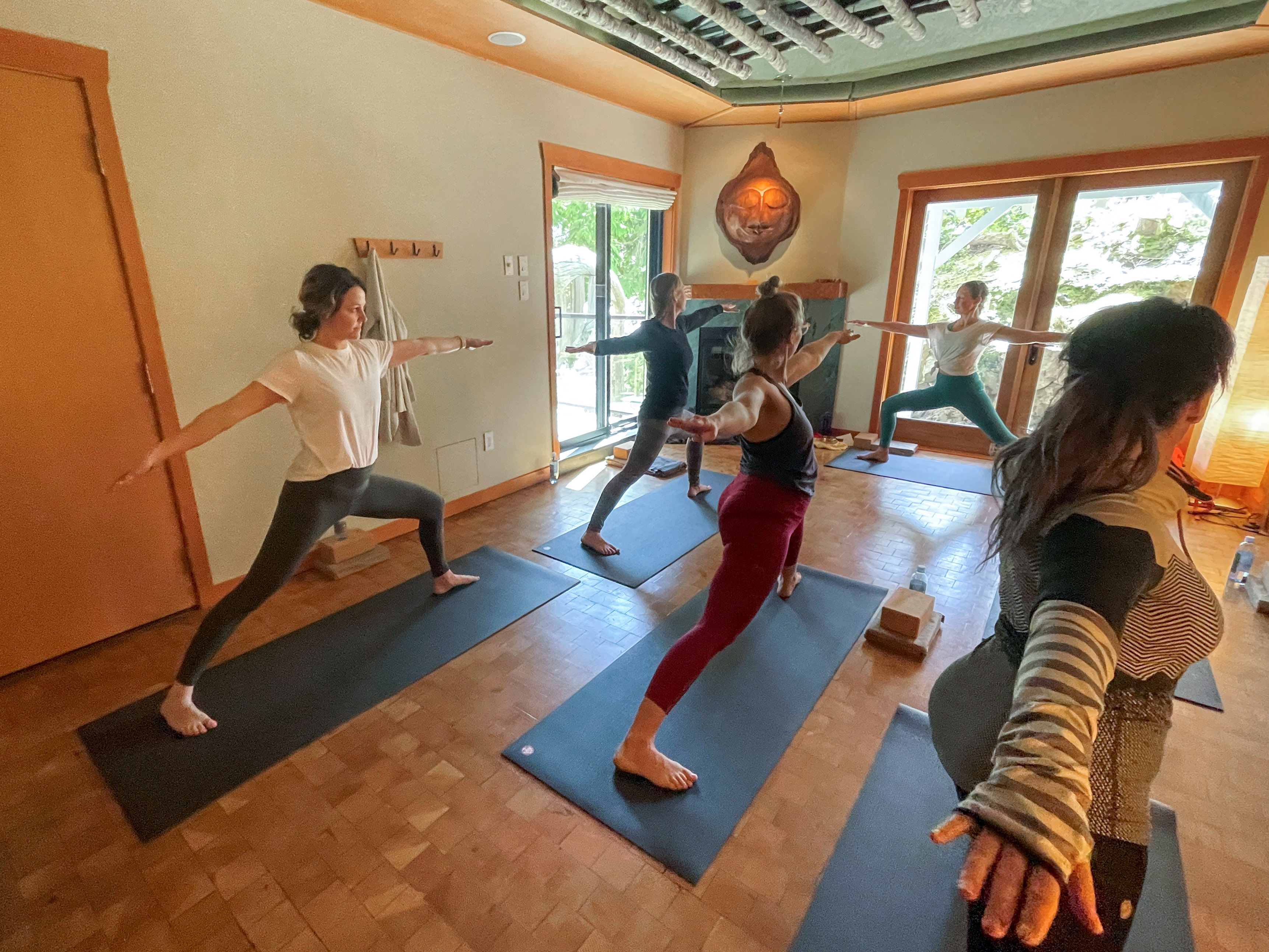 private yoga class in Rainforest Haven Studio at Wickaninnish Inn