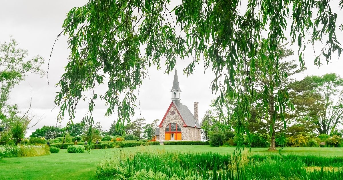 church at grand pre national historic site, a stop on our Nova Scotia RV road trip