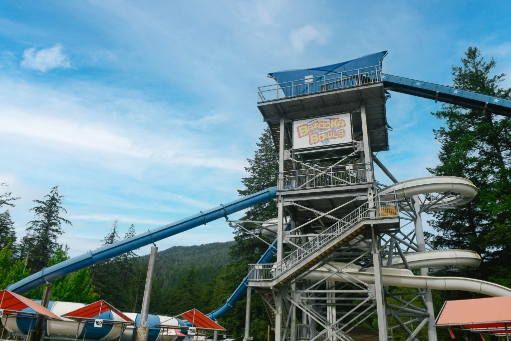 tall tower that holds the bazooka bowl slides