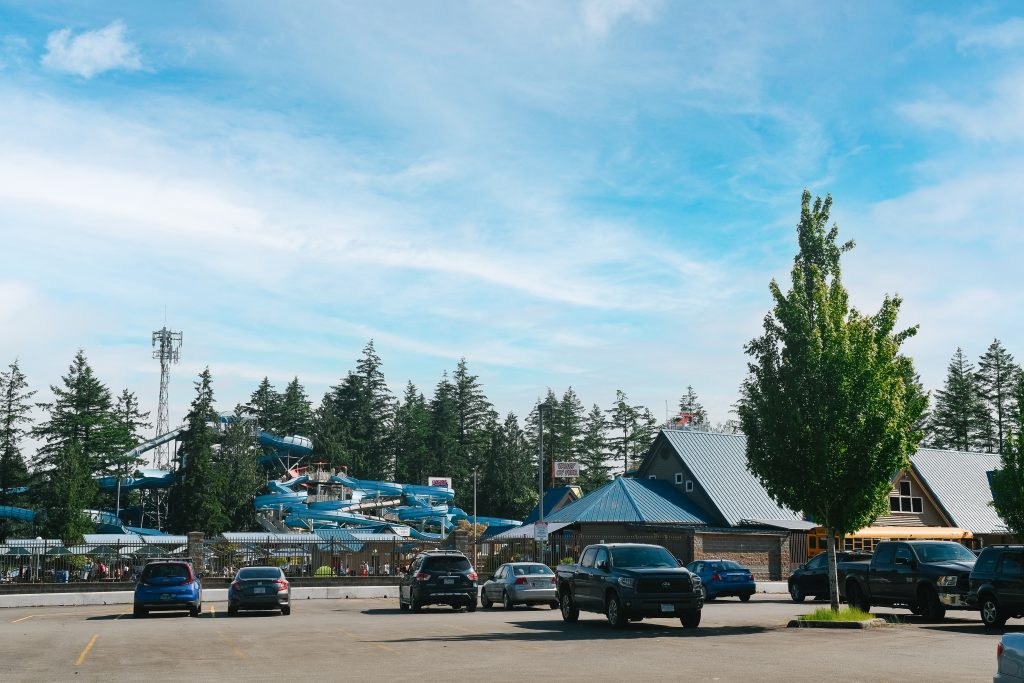 parking lot at the cultus lake waterpark