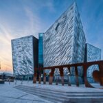 front entrance view of the titanic museum in belfast