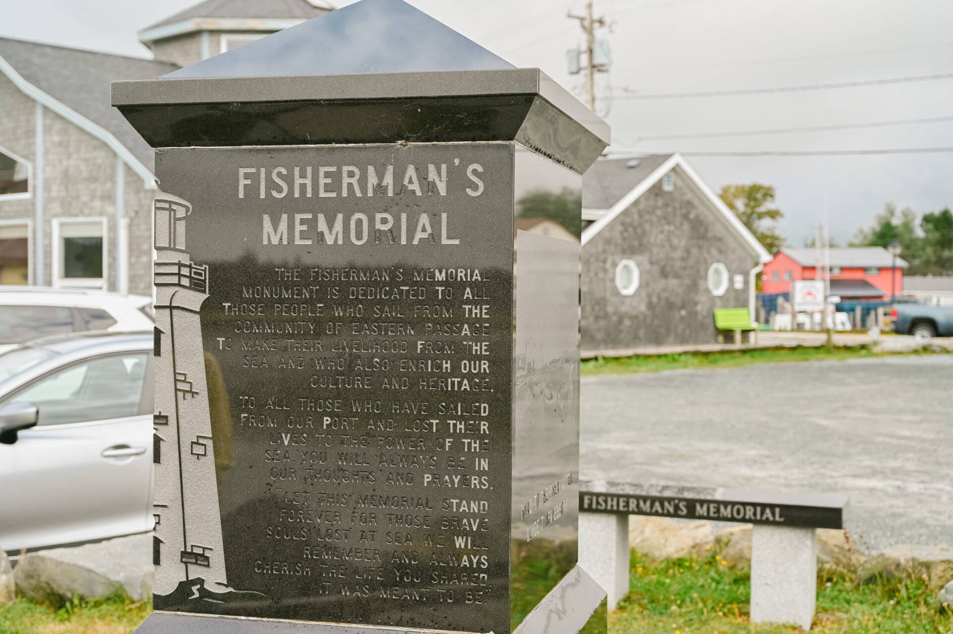 close up view of the fisherman's memorial marker