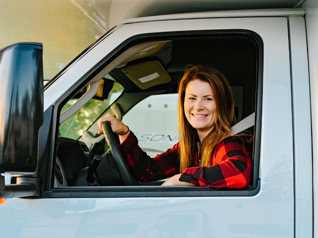 Jami Savage driving an RV Rental in Nova Scotia