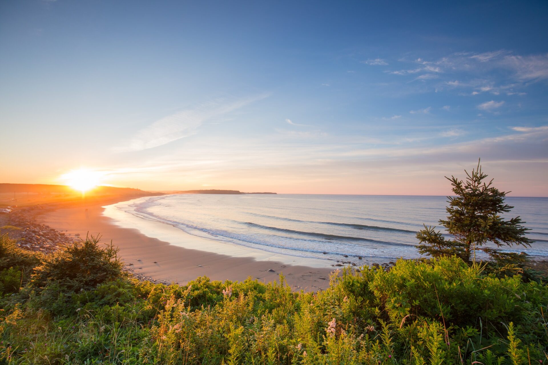 Lawrencetown Beach, Nova Scotia at sunset on our Halifax road trip 