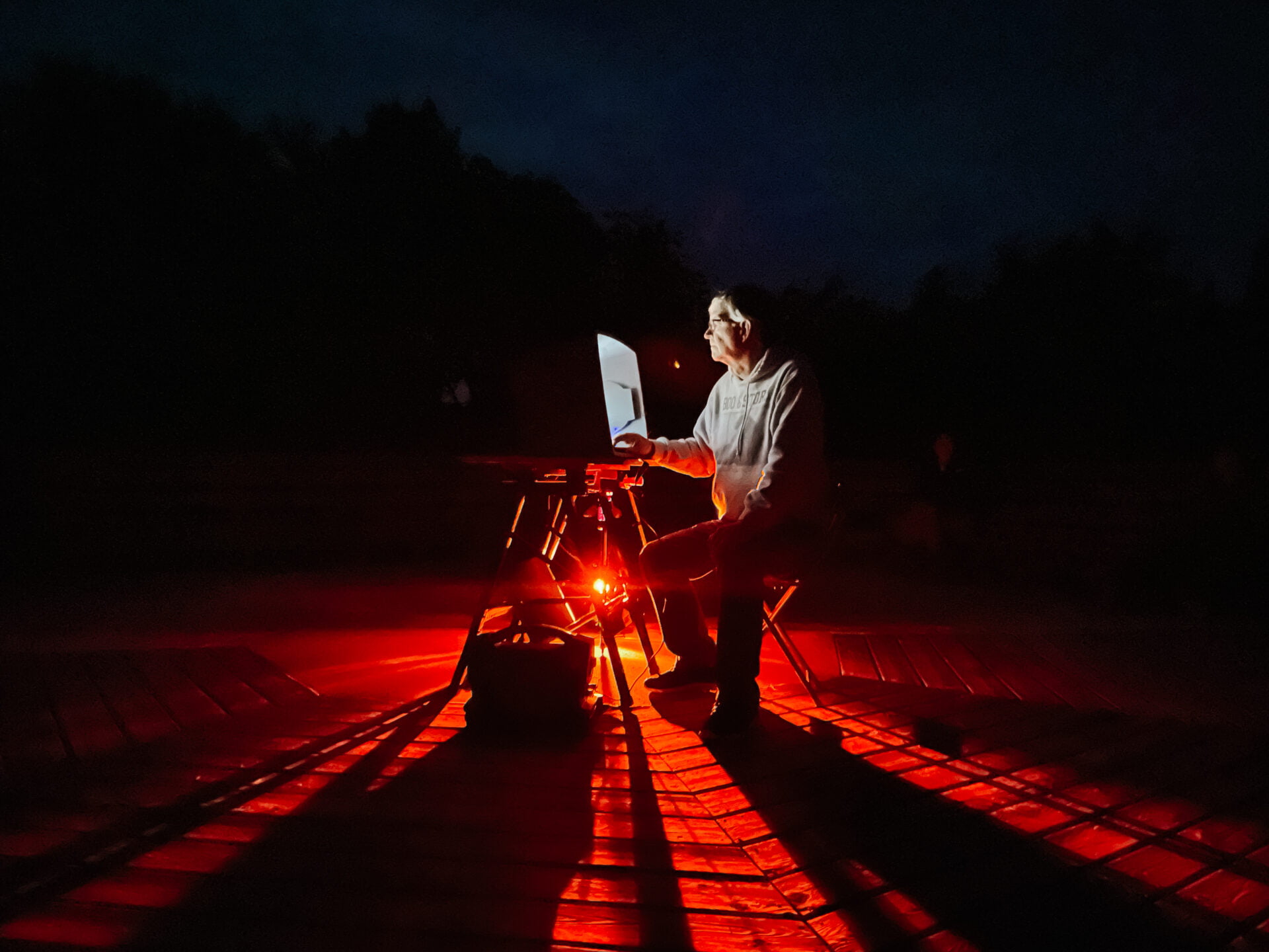 man presenting at a parks canada dark sky interpretive program in nova scotia
