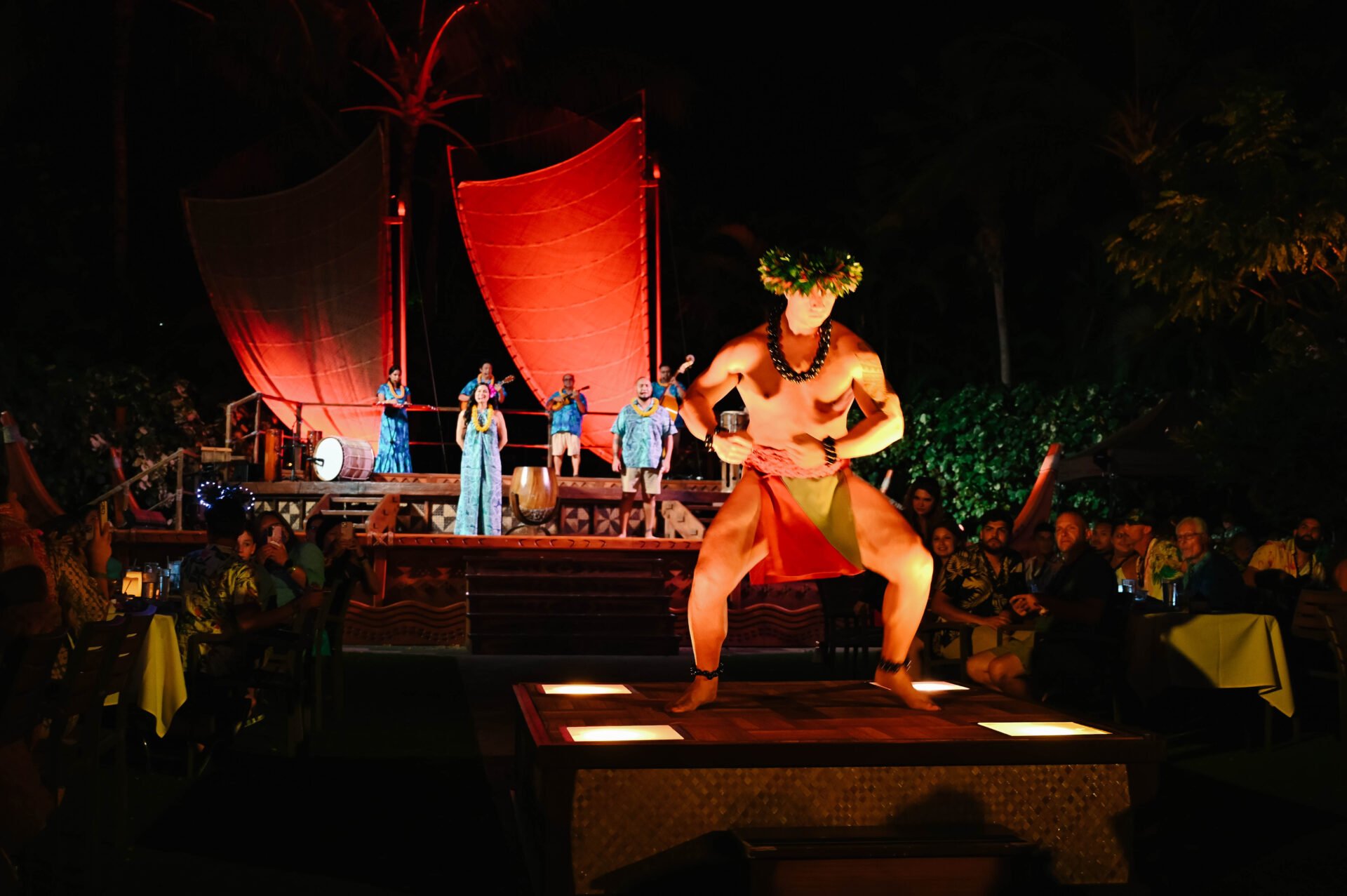 polynesian dancer at the luau at aulani a disney resort and spa