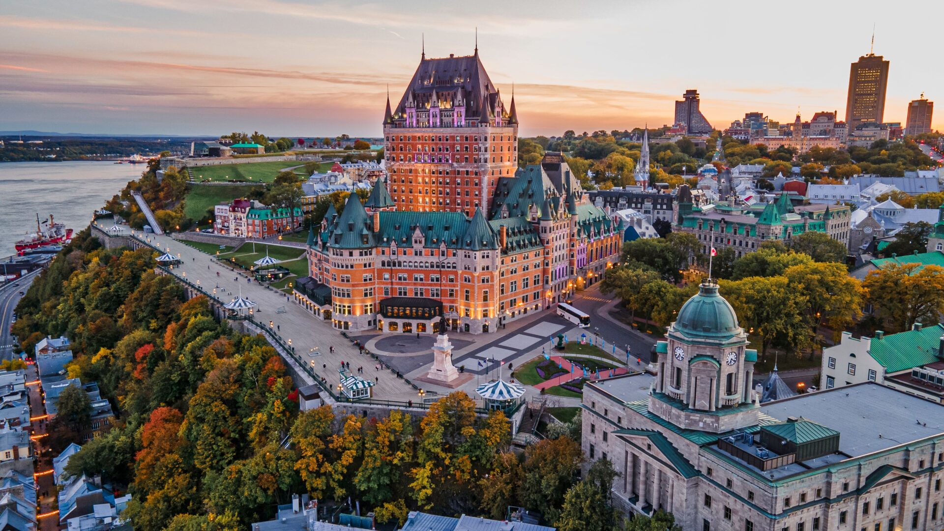 aerial view of fairmont chateau frontenac