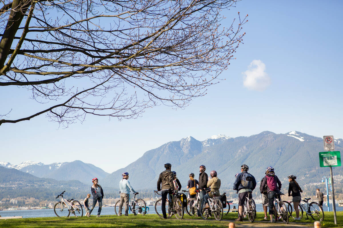 group of people on a bike tour in vancouver