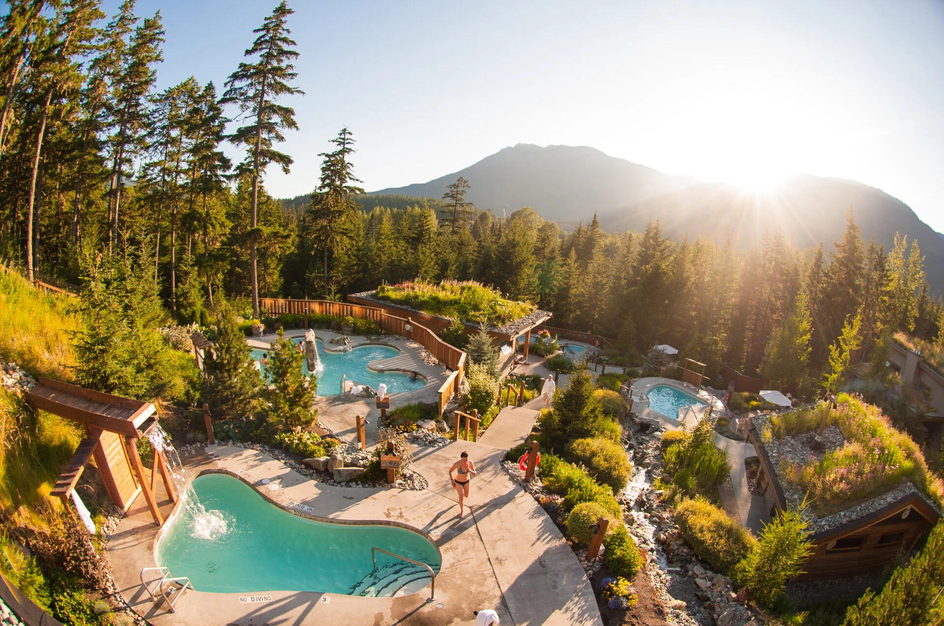 birds eye view of the Scandinave spa in whistler, a Mother’s Day Gifts Vancouver idea