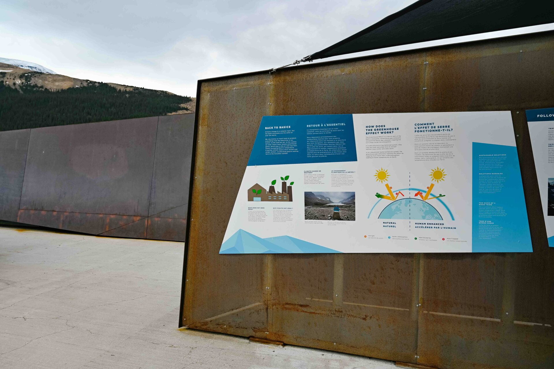 informational signage at the glacier skywalk on the columbia icefields parkway