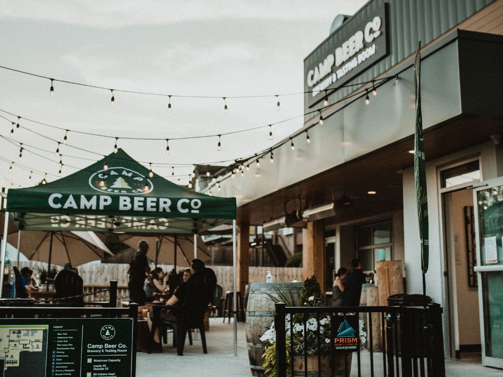 outdoor patio at camp beer co, best patios langley