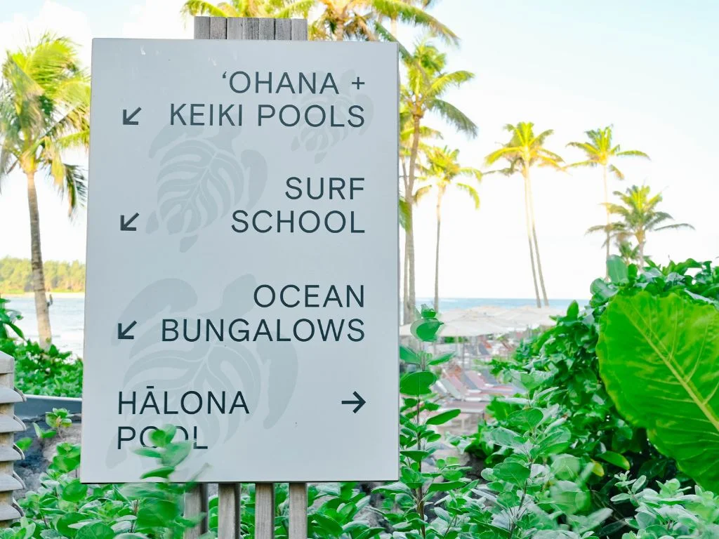 sign at the resort directing guests around the property