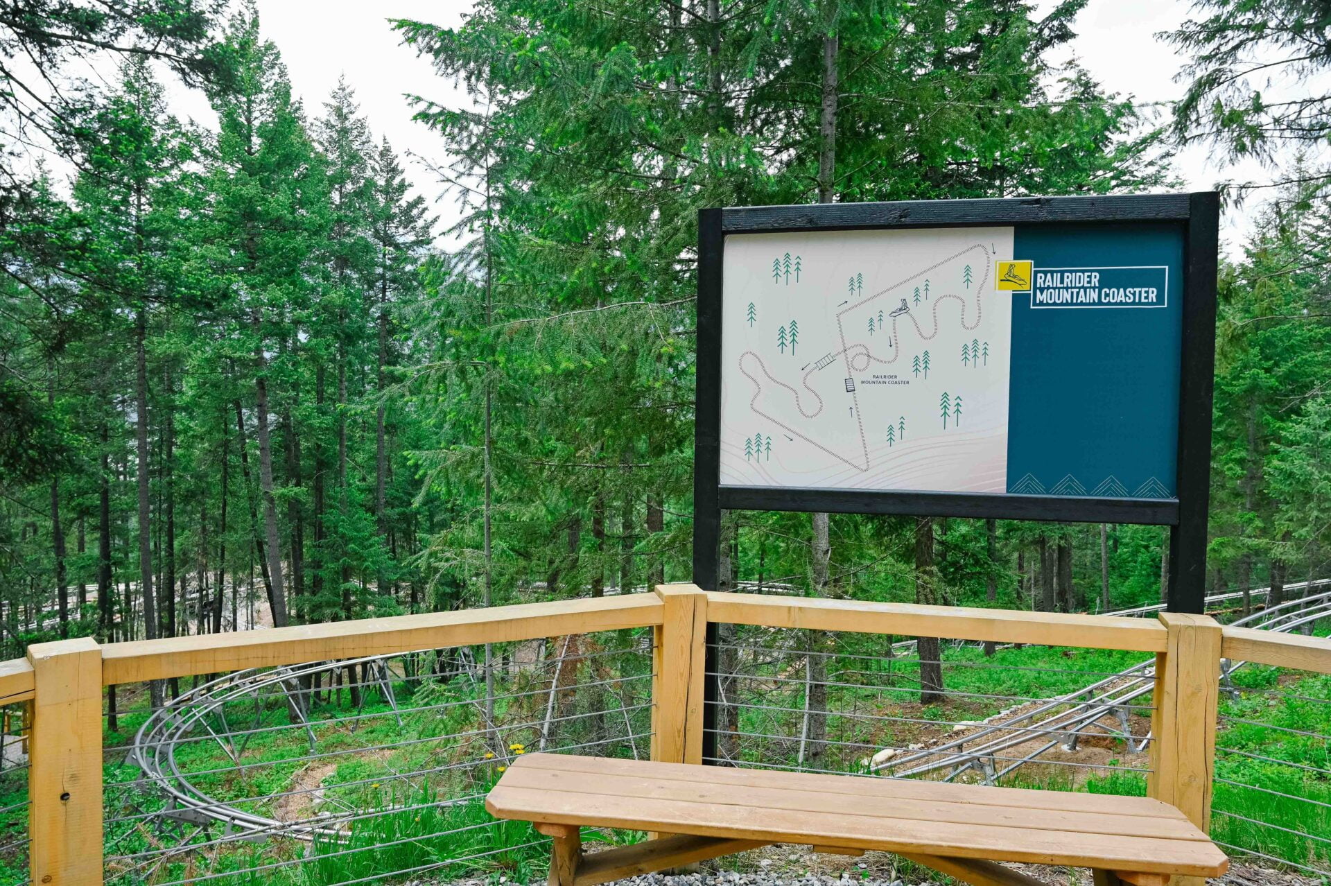 a map of the route that the mountain coaster takes at the golden skybridge