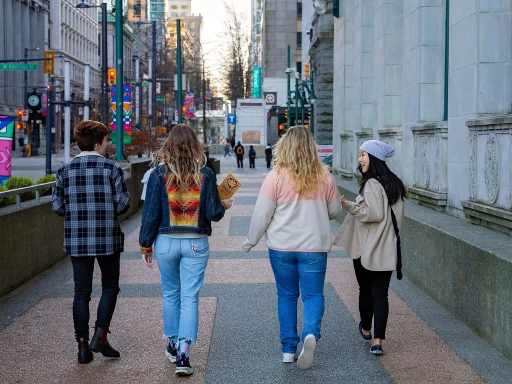 group of four people taking part in the vancouver mysteries secret mission, a fun fall activities Vancouver
