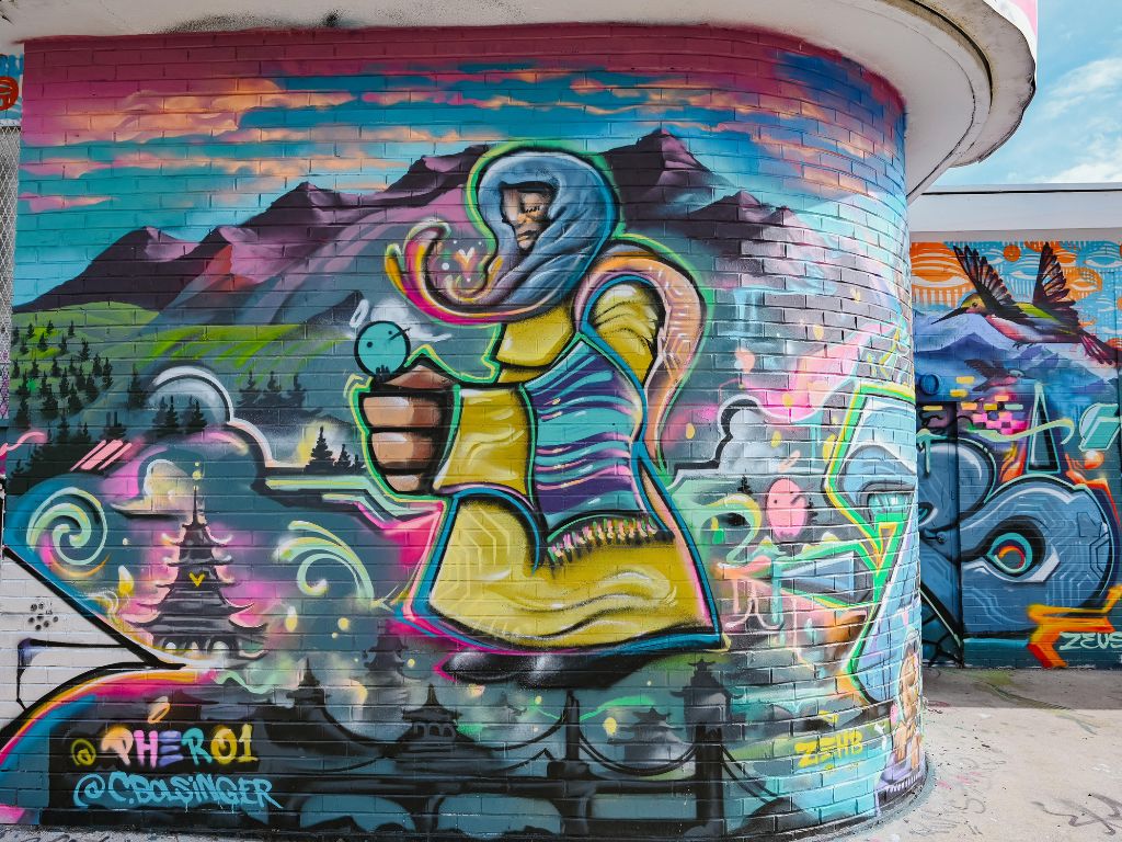 bright coloured mural
