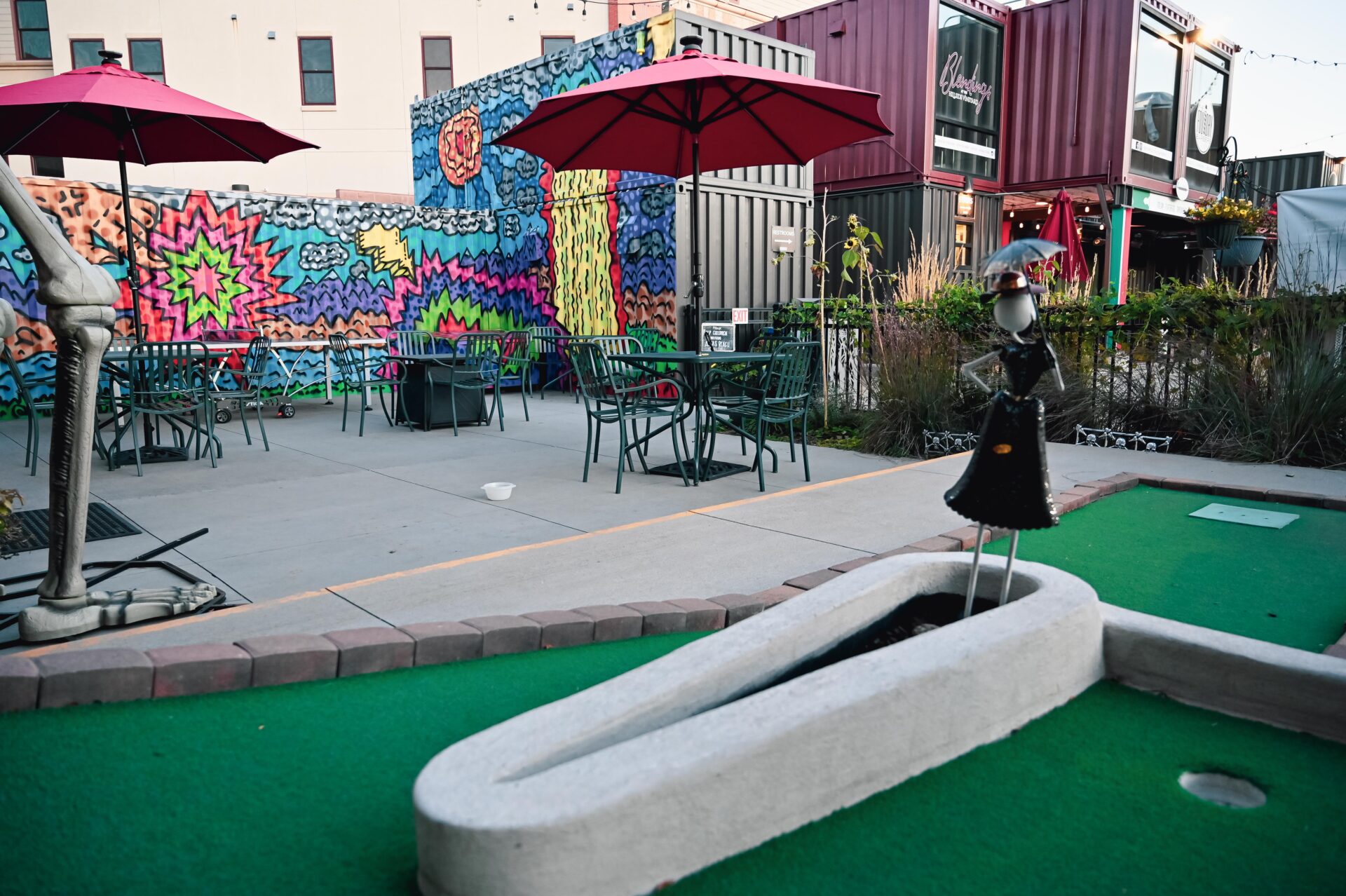 outside putting green at old town putt, one of the fun things to do in Fort Collins