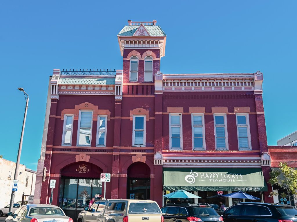 historic firehall building in fort collins that is now a bookstore