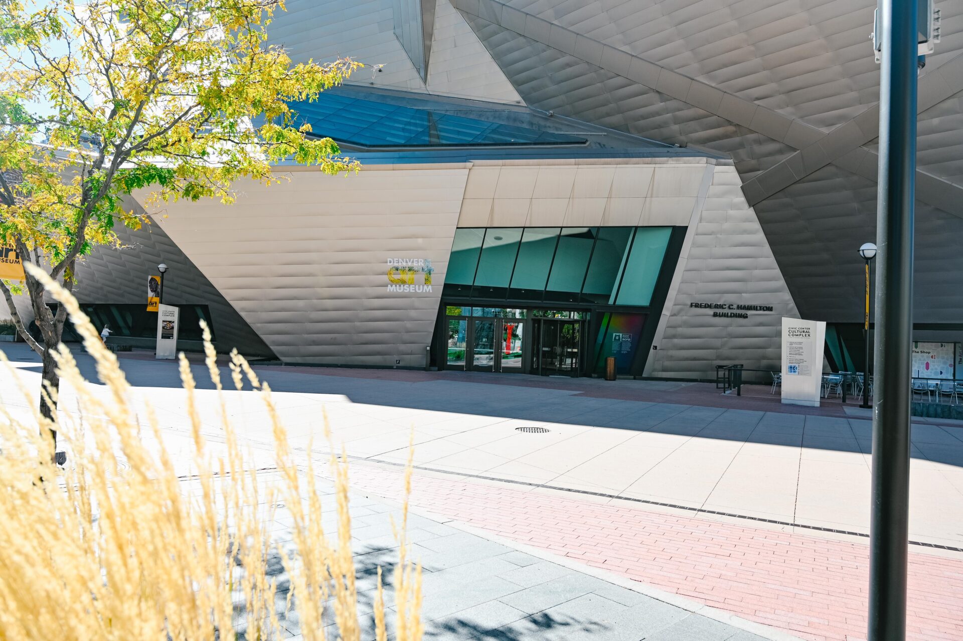 front of the denver art museum building