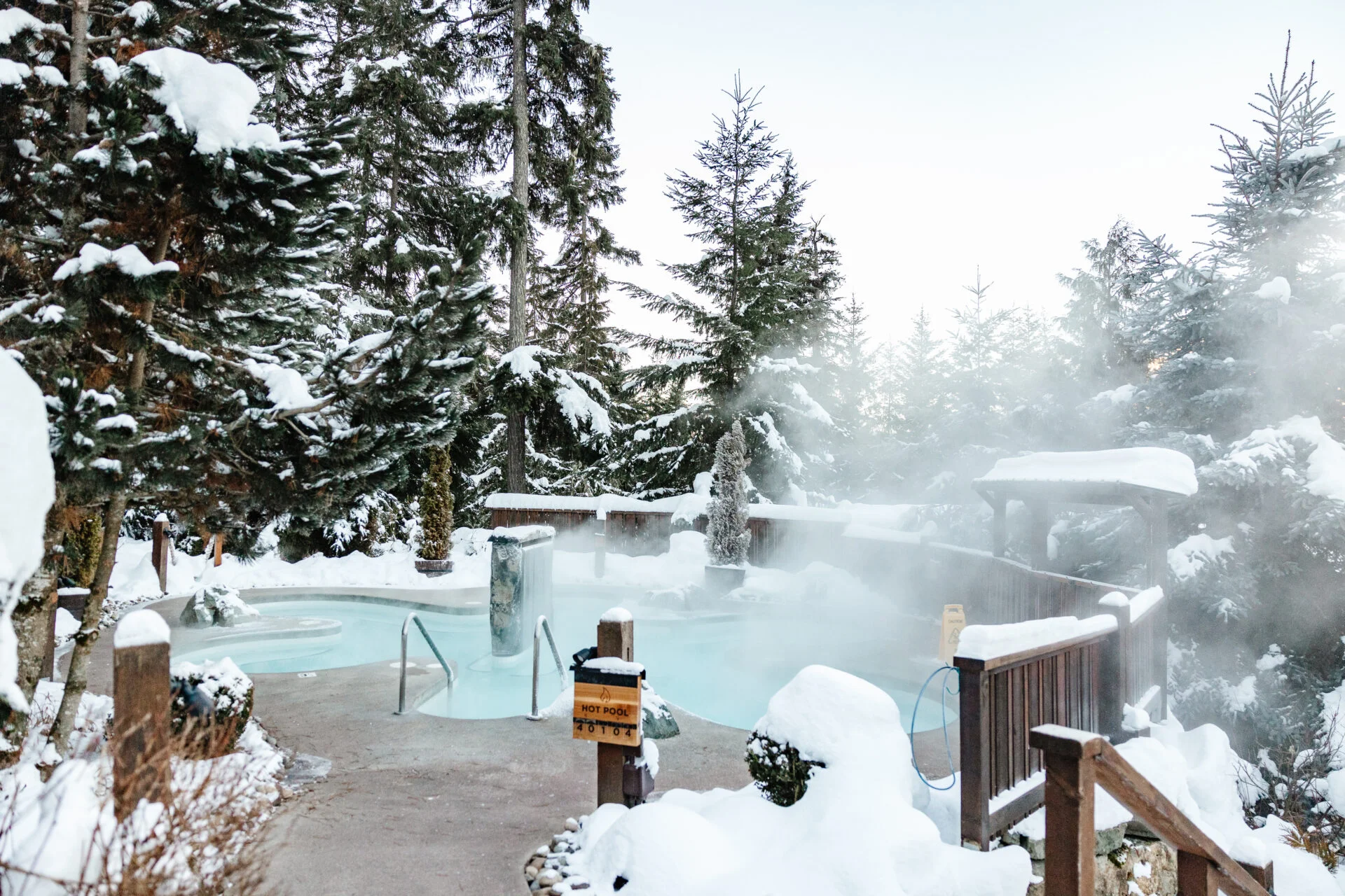one of the hot tubs at scandinave spa in whistler
