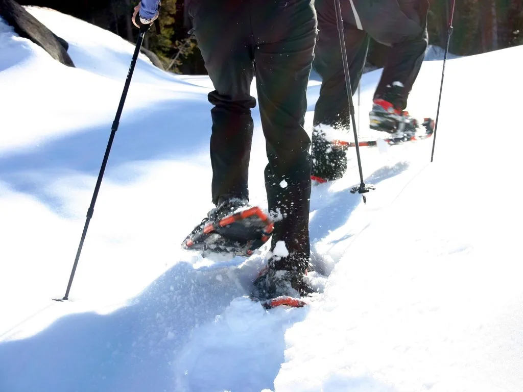 close up photo of people snowshoeing in whistler