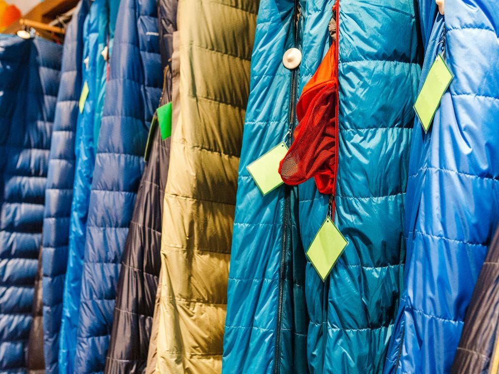 sleeping bags hanging up